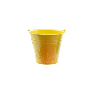 Decoris Childs Metal Bucket Planter Zinc Flower Pot Tin Pen Pot Craft Pot Bright Yellow from B&Q