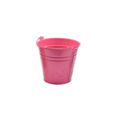 Decoris Childs Metal Bucket Planter Zinc Flower Pot Tin Pen Pot Craft Pot Bright Pink from B&Q