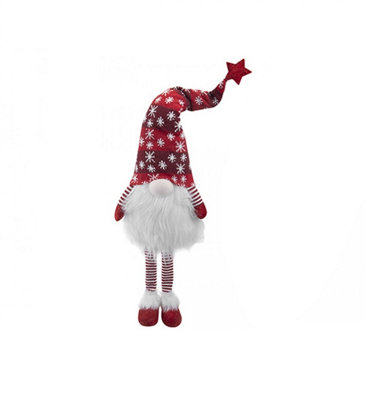 B&Q -  Red Sitting Christmas Gonk Dangle Leg 22Inch Gnome Decorative Home Plush Figure