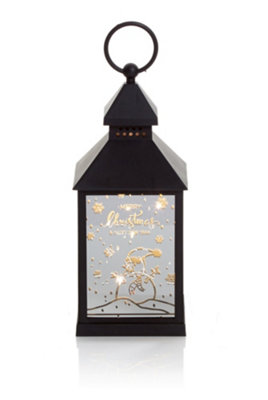 Premier Decorations Limited Snowman Scene Design 24Cm Mirror Finish Led Christmas Lantern Warm White Leds from B&Q