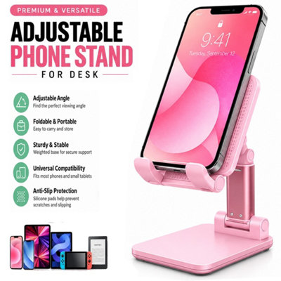 ATEK Portable Phone Holder Stand Foldable Adjustable Desk Stand Hands Free Smartphone Holder For Video Calls Streaming