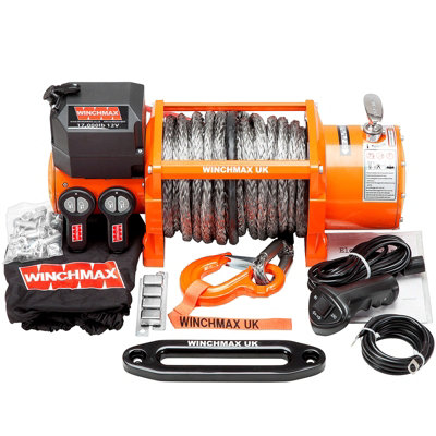 Winchmax 17,000Lb 24V Winch. 30M Dyneema Rope. Remote Controls. from B&Q