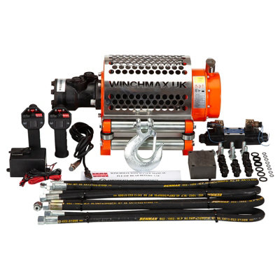  20,000Lb Original Orange Z Hydraulic Winch, 25M X 14mm Steel Rope. 1/2 Inch Hook. 12V Control System.