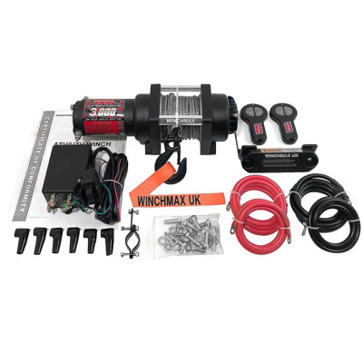 Winchmax 3,000Lb Military Grade 12V Electric Winch. 15.5M Dyneema Synthetic Rope. Remote Controls. from B&Q