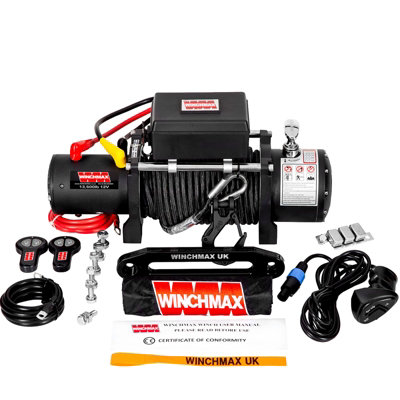 Winchmax 13,500Lb Military Grade 12V Winch. 25M Armourline Rope. Remote Controls. from B&Q