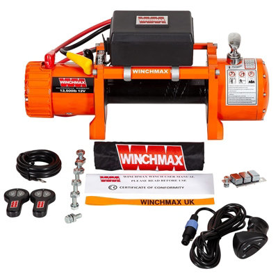 Winchmax 13,500Lb 12V Electric WinchNo RopeNo Fairlead. Remote Controls. from B&Q