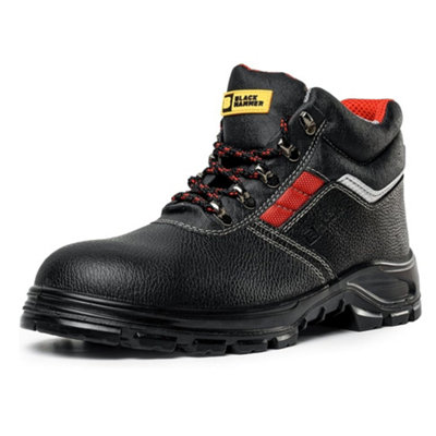 B&Q -  5993 Mens Safety Boots Leather S3 Src Black Steel Toe Cap Work Shoes Ankle (5 Uk)
