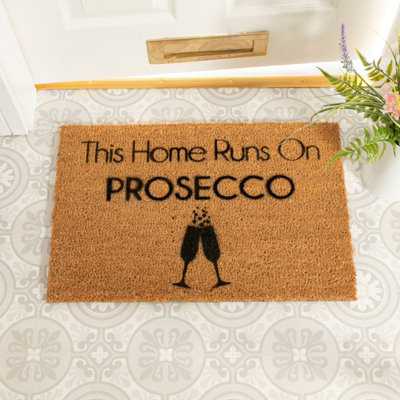 Artsy Doormats This Home Runs On Prosecco Doormat from B&Q