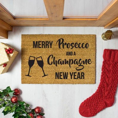 Artsy Doormats Merry Prosecco And Champange New Year from B&Q