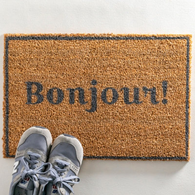 Artsy Doormats Bonjour Grey DoormatRegular 60X40Cm from B&Q