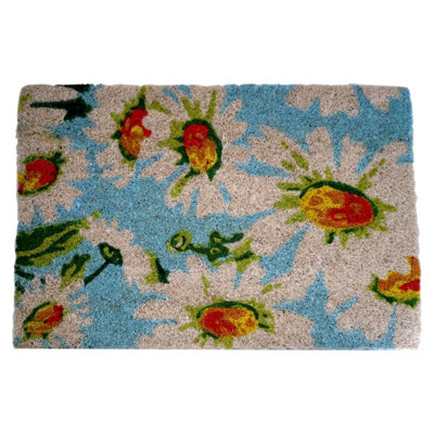 Artsy Doormats White Floral Doormat - 60 X 40Cm