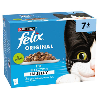 Felix Original Senior 7+ Fish Selection In Jelly Wet Cat Food 12X85g - Pack Of 4