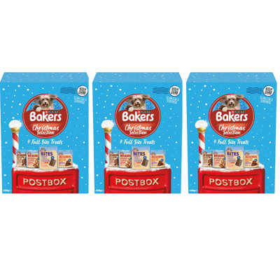 B&Q -  Christmas Dog Treats Selection Box 4 Full Size Treats X 3 Boxes 458G