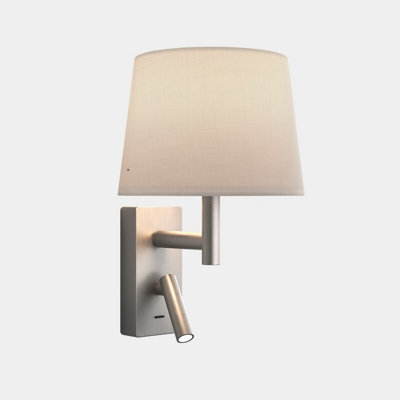 Luminosa Lighting Luminosa Metrica Reading Wall Light Satin Nickel E27 17.3W 2700K On-Off from B&Q