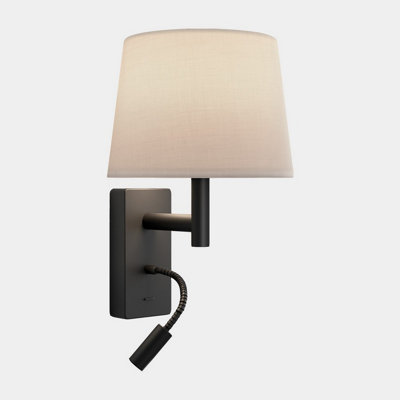 Luminosa Lighting Luminosa Metrica Shade Adjustable Reader Reading Wall Light Black E27 17.3W 2700K On-Off from B&Q