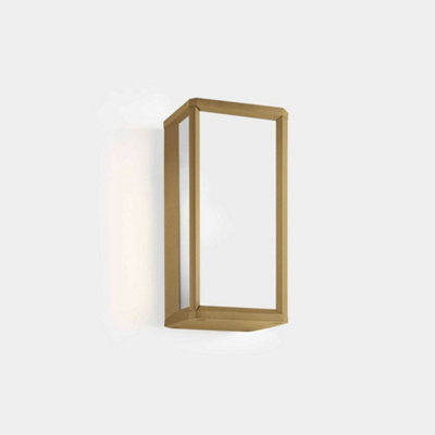 Luminosa Lighting Luminosa Skat Outdoor Led Mini Box Wall Lantern GoldWhite Ip65 9W 2700K from B&Q