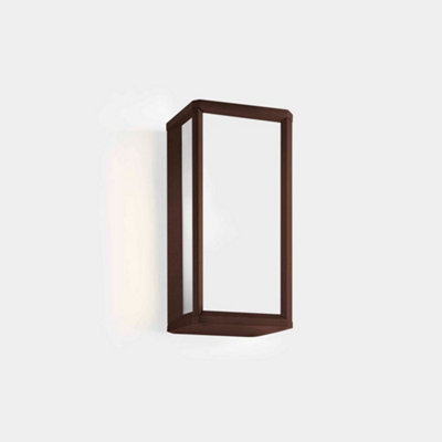 Luminosa Lighting Luminosa Skat Outdoor Led Mini Box Wall Lantern BrownWhite Ip65 9W 2700K from B&Q