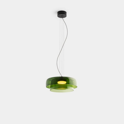 Luminosa Lighting Luminosa Levels Twin Dome 42Cm Dome Pendant Ceiling Light BlackGreen Led 19W Cct 2700-3000-4000K Phase Cut Dimming from B&Q