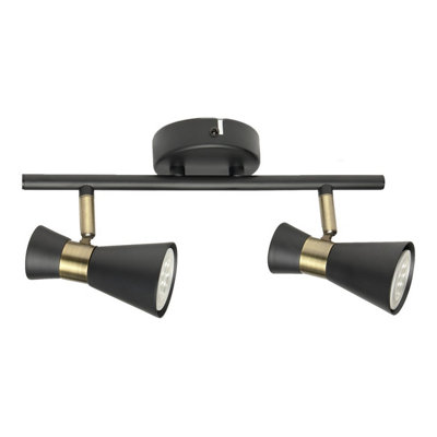 Luminosa Lighting Luminosa Eufo Twin Ceiling Spotlight BlackGold Gu10 16W from B&Q