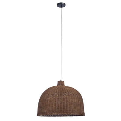 Luminosa Lighting Luminosa Cortic 60Cm Dome Pendant Ceiling Light BlackNatural Rattan E27 15W from B&Q