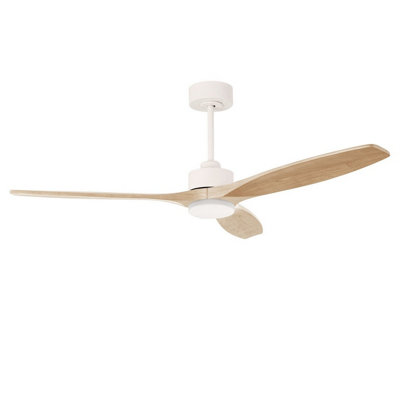 Luminosa Lighting Luminosa Stem 133Cm Ceiling Fan White With Light Wood BladesSandblasted Led 20.2W Cct 3000-4000-5000K On-Off from B&Q