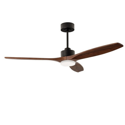 Luminosa Lighting Luminosa Stem 133Cm Ceiling Fan Black With Dark Wood BladesSandblasted Led 20.2W Cct 3000-4000-5000K On-Off from B&Q
