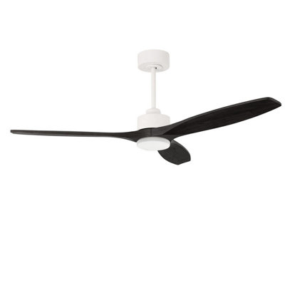 Luminosa Lighting Luminosa Stem 133Cm Ceiling Fan White With Black BladesSandblasted Led 20.2W Cct 3000-4000-5000K On-Off from B&Q