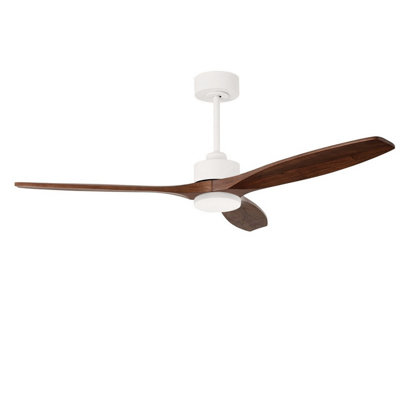 Luminosa Lighting Luminosa Stem 133Cm Ceiling Fan White With Dark Wood BladesSandblasted Led 20.2W Cct 3000-4000-5000K On-Off from B&Q