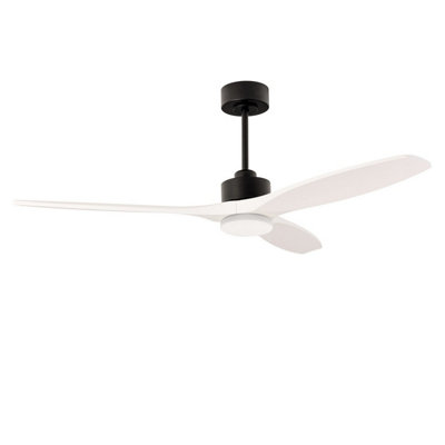 Luminosa Lighting Luminosa Stem 133Cm Ceiling Fan Black With White BladesSandblasted Led 20.2W Cct 3000-4000-5000K On-Off from B&Q