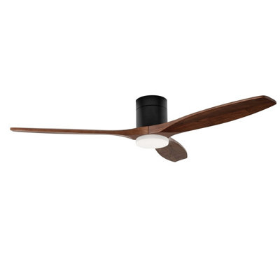 Luminosa Lighting Luminosa Stem 132Cm Ceiling Fan Black With Dark Wood BladesSandblasted Led 20.2W Cct 3000-4000-5000K On-Off from B&Q