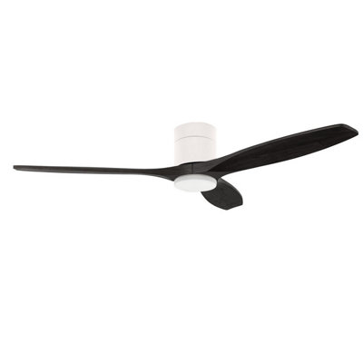 Luminosa Lighting Luminosa Stem 132Cm Ceiling Fan White With Black BladesSandblasted Led 20.2W Cct 3000-4000-5000K On-Off from B&Q