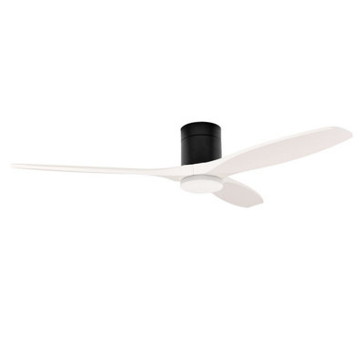 Luminosa Lighting Luminosa Stem 132Cm Ceiling Fan Black With White BladesSandblasted Led 20.2W Cct 3000-4000-5000K On-Off from B&Q