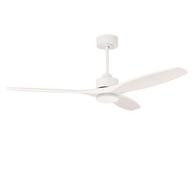 Luminosa Lighting Luminosa Stem 133Cm Ceiling Fan White With White BladesSandblasted Led 20.2W Cct 3000-4000-5000K On-Off from B&Q