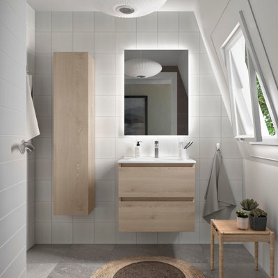 B&Q -  Bequia Vanity Unit 60Cm Natural Basin Ceramic