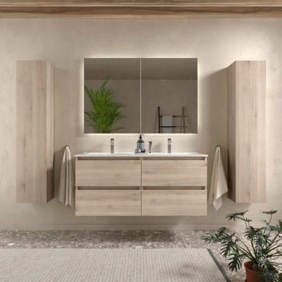 B&Q -  Bequia Vanity Unit 120Cm Natural Basin Ceramic