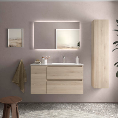 B&Q -  Bequia Plus Vanity Unit 90Cm Natural Basin Ceramic Right Tap 1P