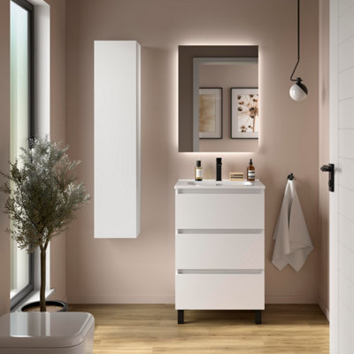 B&Q -  Bequia 3C Vanity Unit 60Cm Matt White Basin Ceramic