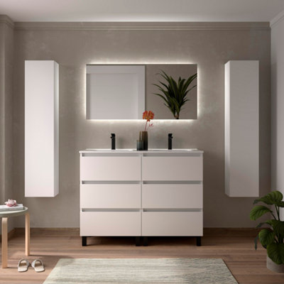 B&Q -  Bequia 3C Vanity Unit 120Cm Matt White Basin Ceramic
