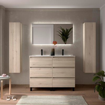 B&Q -  Bequia 3C Vanity Unit 120Cm Natural Basin Ceramic