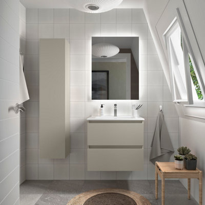 B&Q -  Bequia Vanity Unit 70Cm Matte Grey Basin Ceramic