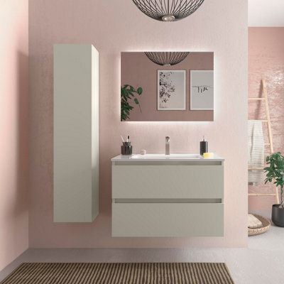 B&Q -  Bequia Vanity Unit 80Cm Matte Grey Basin Ceramic
