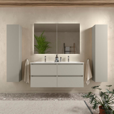 B&Q -  Bequia Vanity Unit 120Cm Matte Grey Basin Ceramic