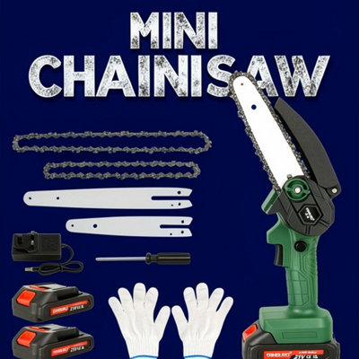 Mini Cordless Chainsaw 8-Inch Electric Wood Cutter With 2 Batteries from B&Q