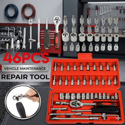46-Piece Metric Socket Set1/4" Drive Ratchet Wrench With Torx Screwdriver Bits And Extension Accessories For Automotive And Gen from B&Q