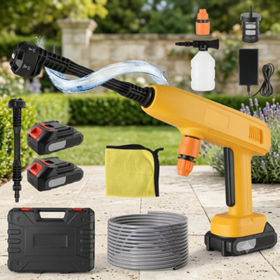  - 21V Cordless Pressure Washer 60 Bar Car Jet Cleaner With Two 2Ah Batteries & Charger