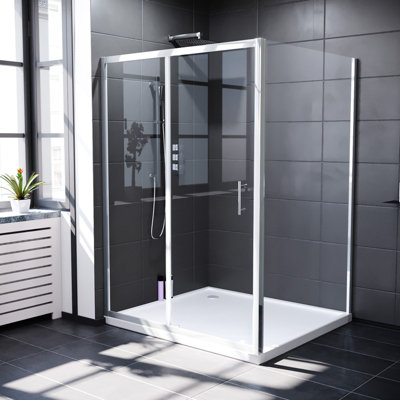 B&Q -  1000 X 1000mm Shower Enclosure Sliding Door & Side Panel Chrome