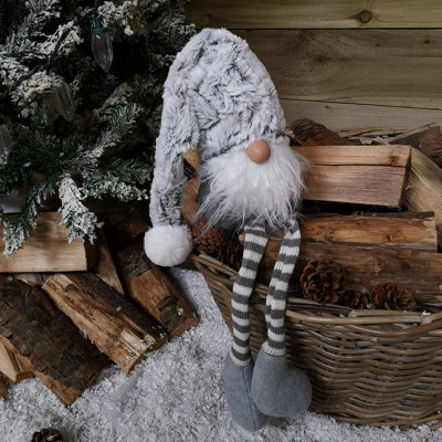 84cm Festive Male Grey Sitting Christmas Gonk with Oversized Hat & Dangly Legs Price Comparisons | Compare The Build