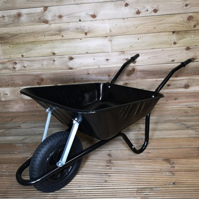 85 Litre Heavy Duty Builders Wheelbarrow Black Pneumatic Wheel