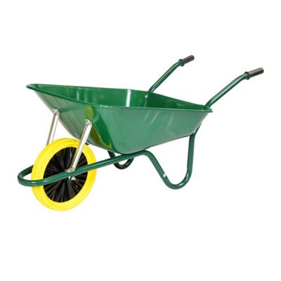 85 Litre Heavy Duty Builders Wheelbarrow Green Puncture Proof Wheel