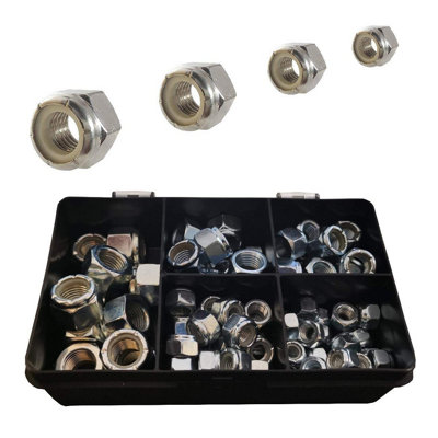 85 x Assorted Imperial Nylon Insert Locking Nuts, Nyloc UNF Thread, Steel